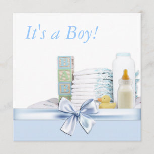 Invitation Baby shower bleu et jaune