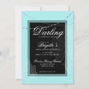 Invitation Baby shower bleu et noir avec la mariée brunch 