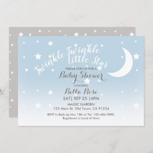 Invitation Baby shower bleu étoile scintillant