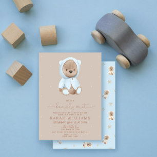 Invitation Baby shower bleu foncé minimaliste