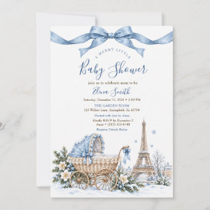 Invitation Baby Shower Bleu Hiver Parisien