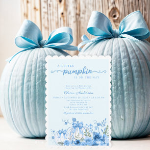 Invitation Baby shower bleu Little Citrouille Bow