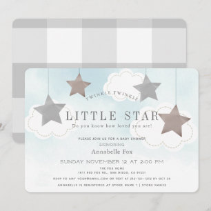 Invitation Baby shower bleu Little Star Twinkle