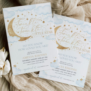 Invitation Baby shower bleu Little Star Twinkle