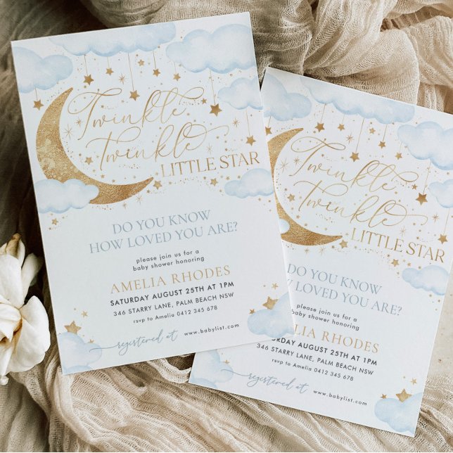 Invitation Baby shower bleu Little Star Twinkle (Créateur téléchargé)
