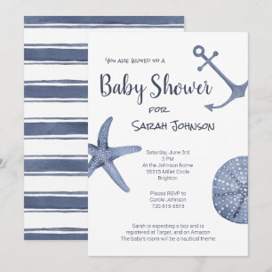 Invitation Baby shower bleu marine