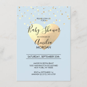 Invitation Baby shower bleu mignon de garçon de coeur de