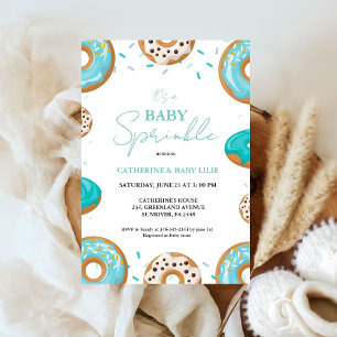 Invitation Baby shower bleu minimaliste pour bébé saupoudré g