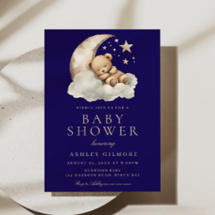 Invitation Baby shower Bleu Minuit