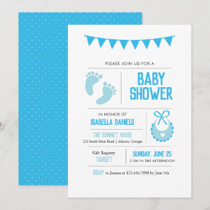 Invitation Baby shower bleu moderne garçon