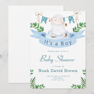 Invitation Baby shower bleu mou