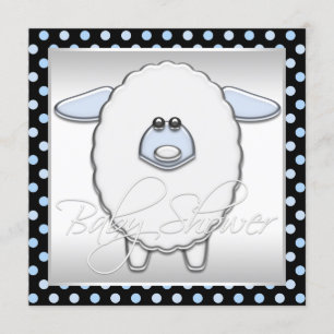 Invitation Baby shower bleu mouton