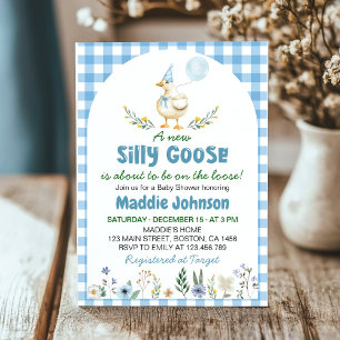 Invitation Baby shower bleu oie soyeux