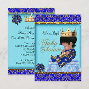 Invitation Baby Shower Bleu Or Garçon Prince