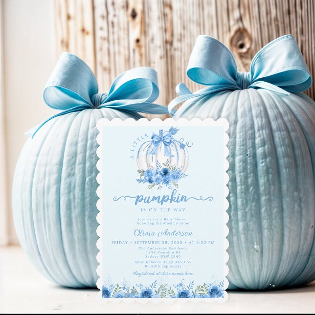 Invitation Baby shower bleu petit Citrouille (Créateur téléchargé)