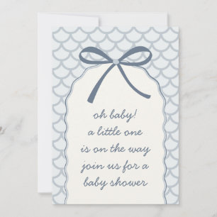 Invitation Baby Shower Bleu Poudre à Coquille en Arc