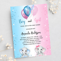 Baby shower bleu rose garçon fille éléphants luxe