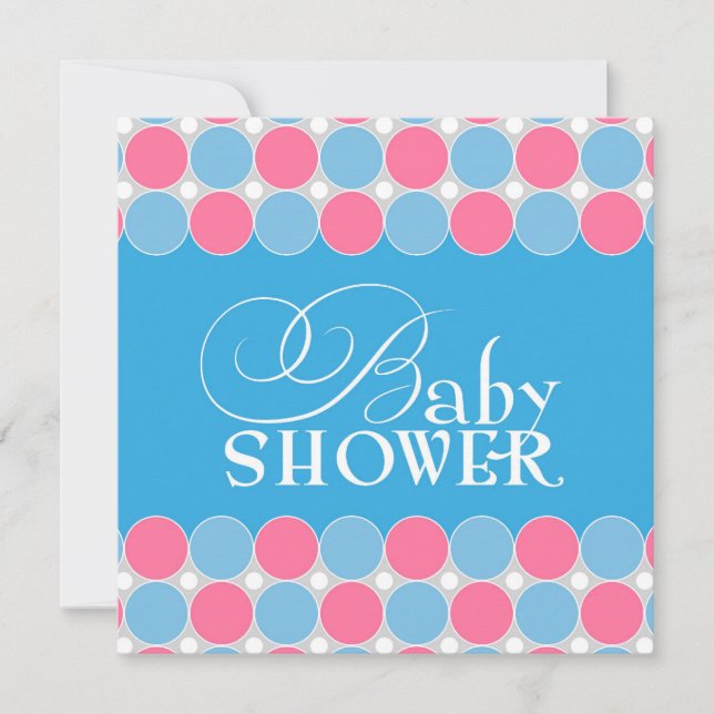 Invitation baby shower bleu rose plat (Devant)