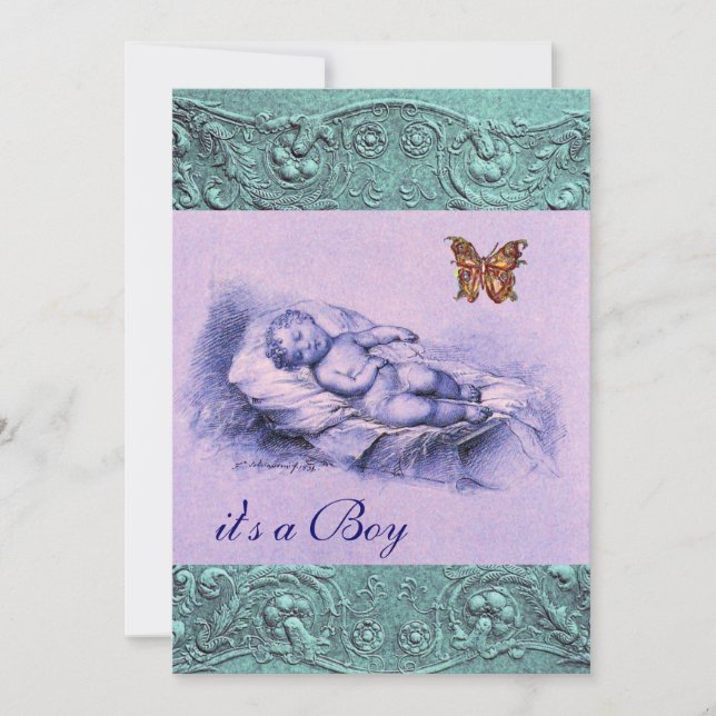 Invitation Baby shower BLEU ROSE ROSE ET LAIT ENFANT (Devant)