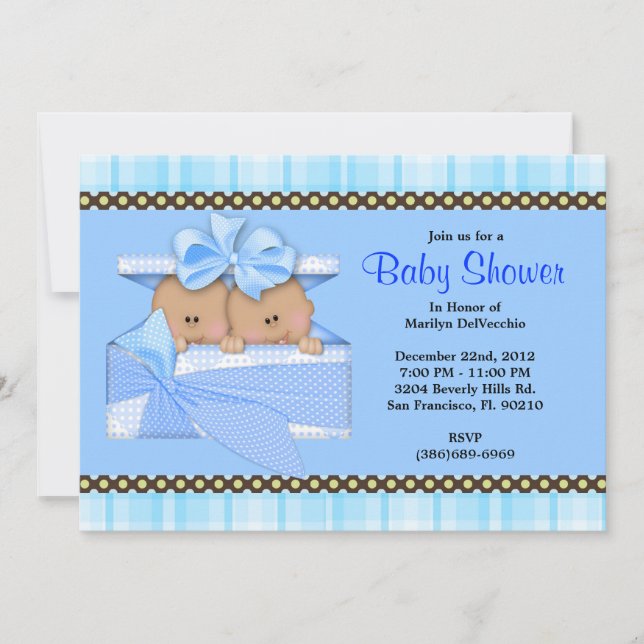Invitation Baby shower bleu sucré (Devant)