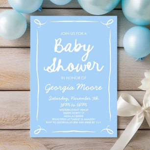 Invitation Baby shower Bleu Whimsical Main tiré