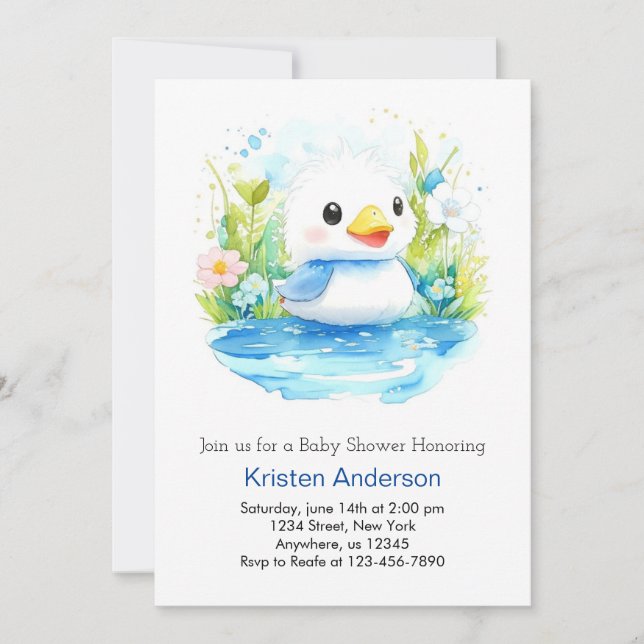 Invitation Baby shower Blissant Blissant Bleu Watercolor (Devant)