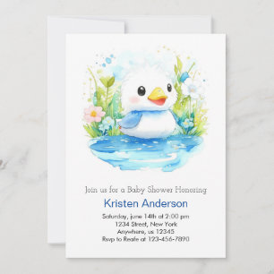 Invitation Baby shower Blissant Blissant Bleu Watercolor