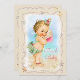 Invitation Baby shower blond de Shell de conque de bébé de