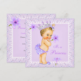 Invitation Baby Shower Blonde Fille Lavande Princesse