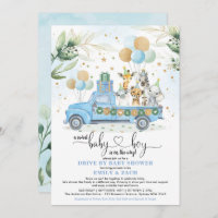 Baby shower Blue and Gold Jungle Safari Drive