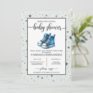 Invitation Baby shower Blue Baby High Tops