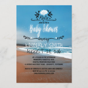 Invitation Baby shower Blue Beach