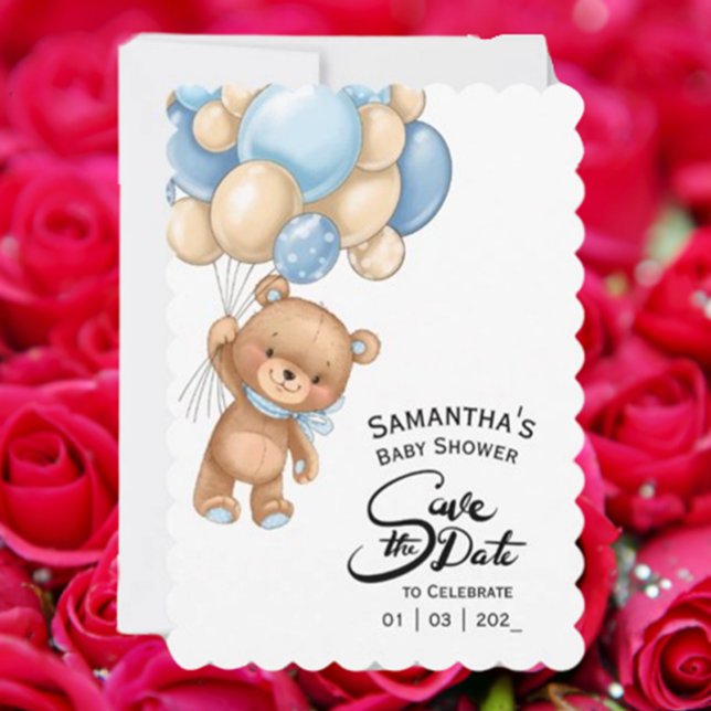 Invitation Baby shower Blue Boy Bear (Celebrate your little one’s arrival with our charming Blue Boy Bear Baby Shower Invitation.)