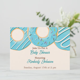 Invitation Baby Shower Blue Donut Delight