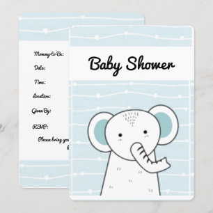 Invitation Baby shower Blue Elephant