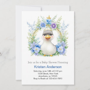 Invitation Baby shower Blue Floral Duck Boy