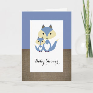 Invitation Baby shower Blue Fox Burlap