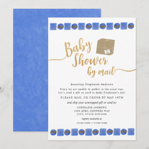 Invitation Baby shower Blue Gold Boy par courrier