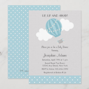 Invitation Baby shower Blue Hot Air