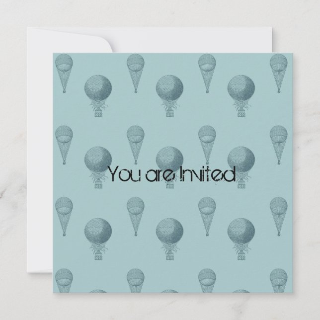 Invitation Baby shower Blue Hot Air Balloons (Devant)