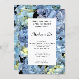 Invitation Baby shower Blue Hydrangea