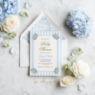 Invitation Baby shower Blue Hydrangea