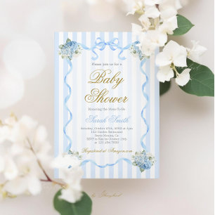 Invitation Baby shower Blue Hydrangea