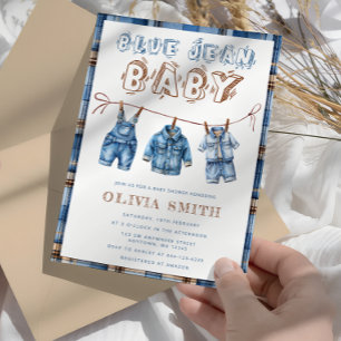Invitation Baby shower Blue Jean Boy