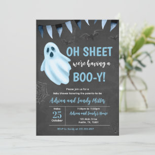 Invitation Baby shower Blue Little Boo