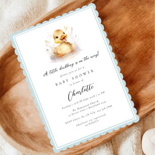 Invitation Baby shower Blue Little Duckkling