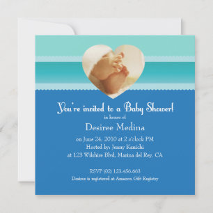 Invitation Baby shower Blue Little Feet pour bébé garçon