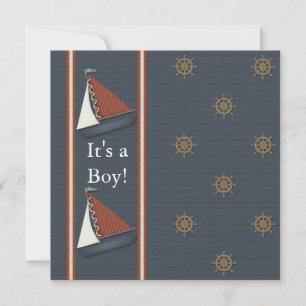 Invitation Baby shower Blue Sailboat de la Marine Rouge Blanc