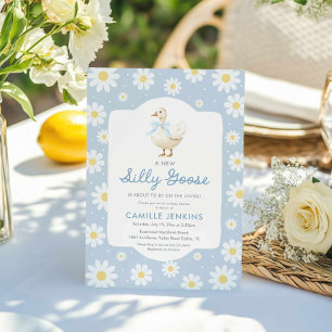 Invitation Baby shower Blue Silly Goose Boy