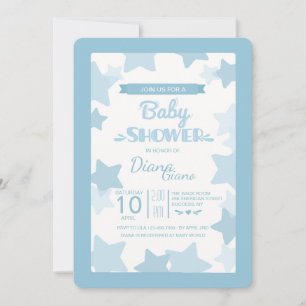 Invitation Baby shower Blue Stars